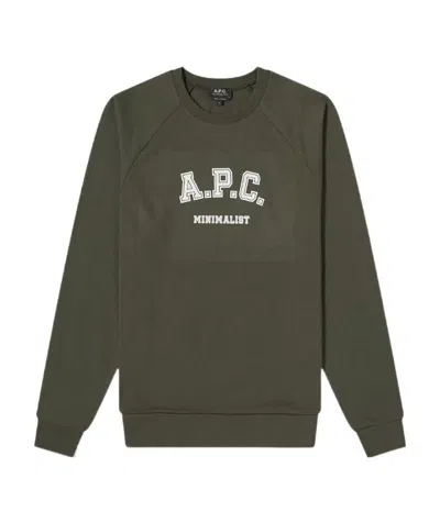 Apc Logo-print Cotton Sweatshirt In Green
