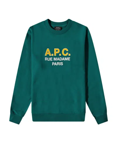 Apc Logo-print Cotton Sweatshirt In Green