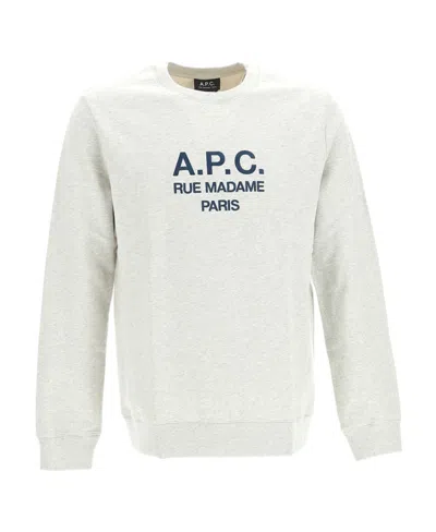 Apc Logo-print Cotton Sweatshirt In White