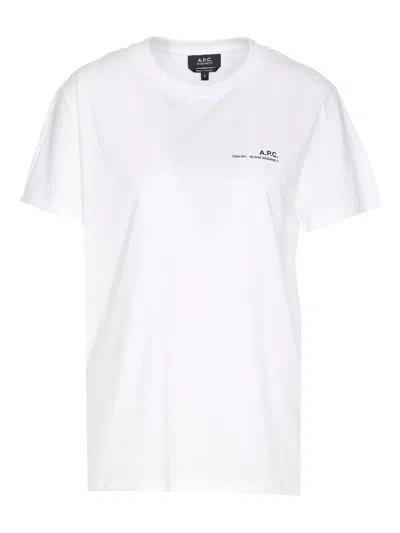Apc Jersey Logo Itea.p.c. T-shirt Girocollo Con Stampa In Bianco