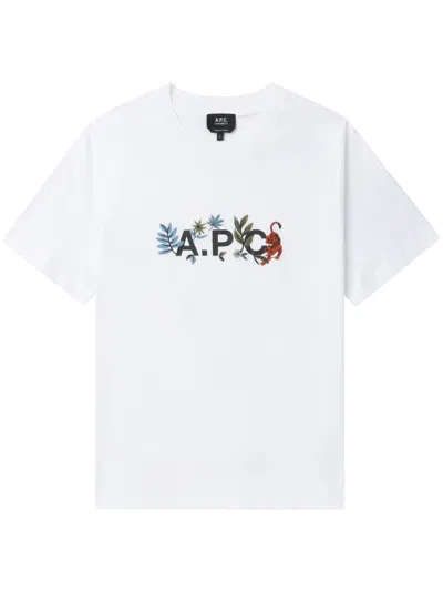 Apc Logo-print Cotton T-shirt In White