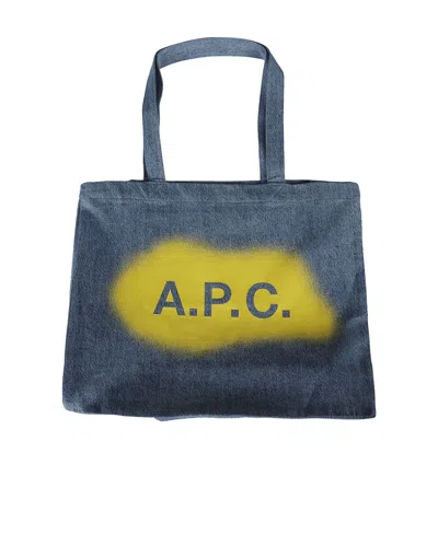 Apc Logo-print Cotton Tote Bag In Blue