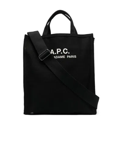 Apc Logo-print Cotton Tote In Black
