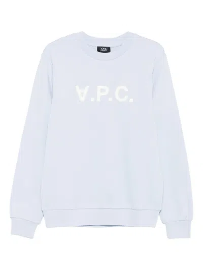 Apc Logo-print Crew-neck Sweatshirt In Blue