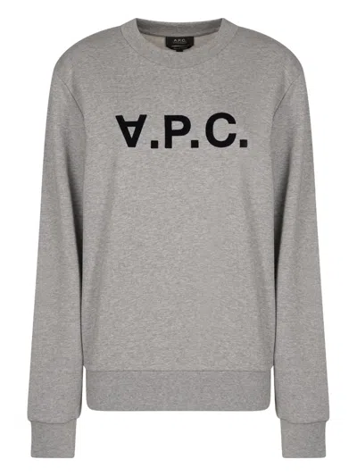 Apc A.p.c. Logo Print Crewneck Sweatshirt Clothing In Grey