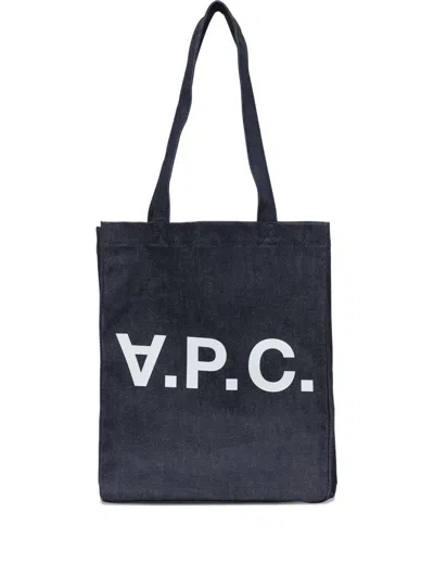 Apc Logo-print Denim Tote Bag In Black