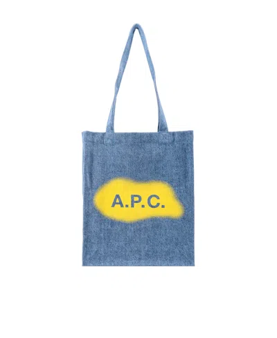 Apc Logo-print Denim Tote Bag In Blue