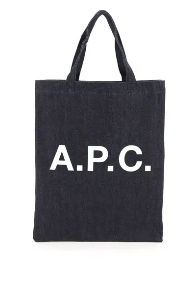 APC LOGO PRINT DENIM TOTE BAG