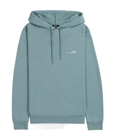 Apc Logo-print Drawstring Hoodie In Green