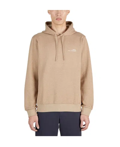 Apc Logo-print Drawstring Hoodie In Nude