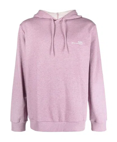 Apc Logo-print Drawstring Hoodie In Pink