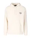 Apc Logo-print Drawstring Hoodie In Alj Ecru/kaki