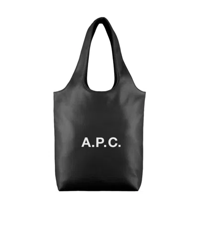 Apc Logo-print Faux-leather Tote Bag In Black