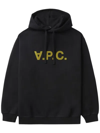 Apc Logo-print Hoodie In Black