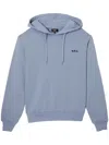 Apc Logo-print Hoodie In Blue