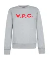Apc Flocked Logo Organic Cotton Sweatshirt In Gray