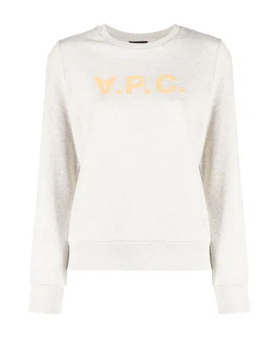 Apc Logo-print Crew-neck Sweatshirt In Neutrals