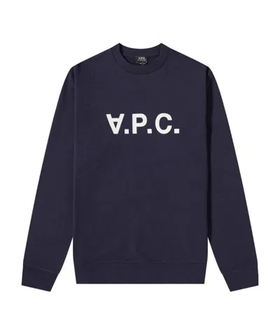 Apc Logo-print Round Neck Sweatshirt In Black