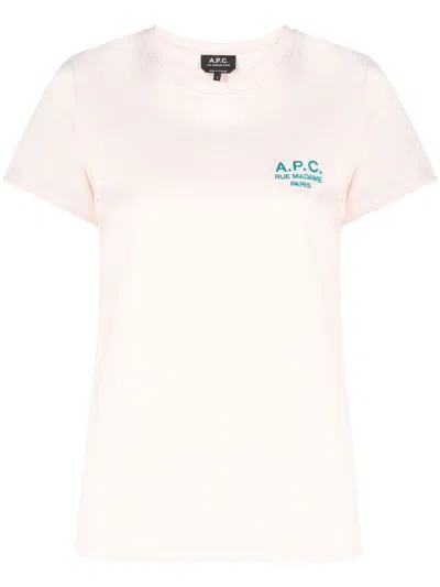 Apc Logo-print Short-sleeved T-shirt In Pink