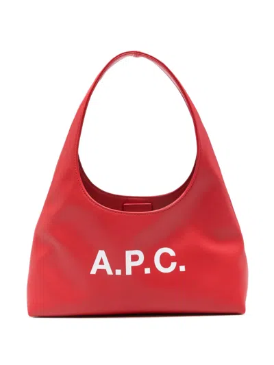 Apc Logo-print Shoulder Bag In Red
