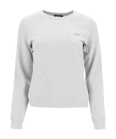 Apc Logo Print Sweatshirt In Gray