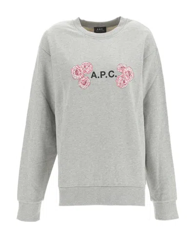Apc Logo-print Sweatshirt In Gray