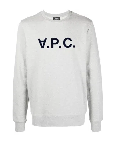A.p.c. Logo-printed Straight Hem Sweatshirt In Gray