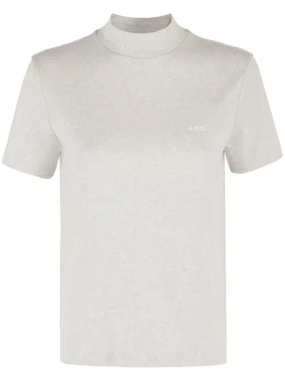A.p.c. Cotton Crew Neck Short Sleeve T Shirt In Neutral