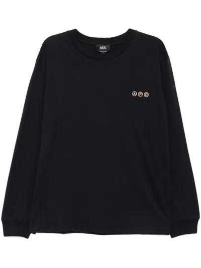 Apc Logo-print T-shirt In Blue