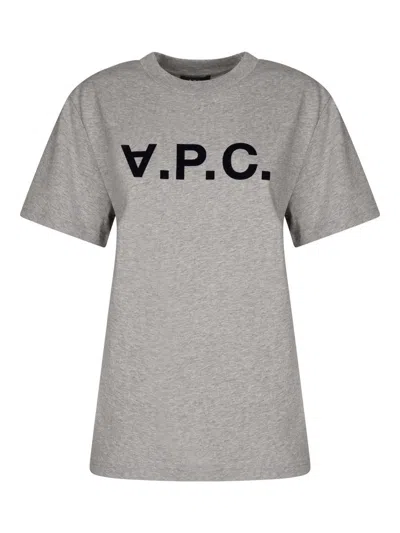 Apc A.p.c. Logo Print T-shirt Clothing In Gray