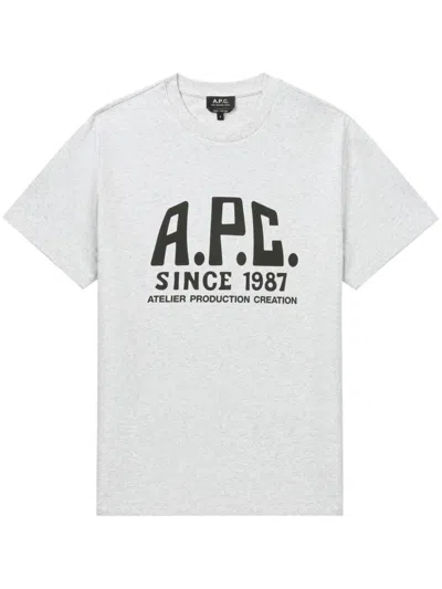 Apc Logo-print T-shirt In Grey