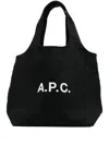 Apc A.p.c. Black Canvas Ninon Shopping Bag In Black