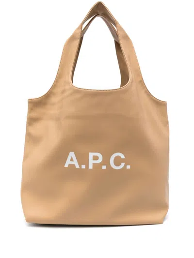 Apc Logo-print Tote Bag In Brown