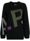 Apc A.p.c. Sweater In Virgin Wool With Logo Pattern In Black
