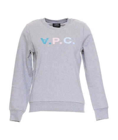Apc A.p.c. Logo Printed Crewneck Sweatshirt In Gray