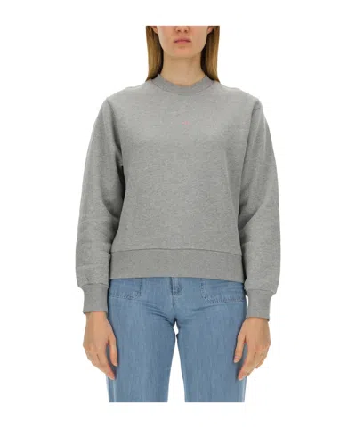 A.p.c. Logo Printed Crewneck Sweatshirt In Gray
