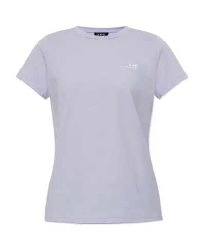 Apc A.p.c. Logo Printed Crewneck T-shirt In Blue