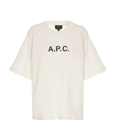 A.p.c. Logo Printed Crewneck T-shirt In White