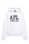 Apc A.p.c. Logo Printed Drawstring Hoodie In Grigio
