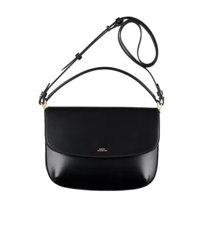 A.p.c. Logo Printed Foldover Top Shoulder Bag In Black