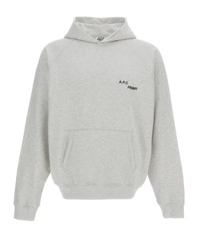 A.p.c. Logo-print Raglan-sleeve Hoodie In Gray