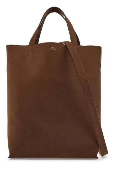 Apc A.p.c. Logo Printed Medium Tote Bag In Brown