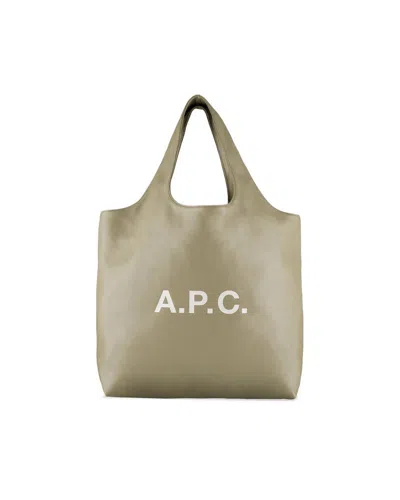 Apc A.p.c. Logo Printed Top Handle Bag In Green