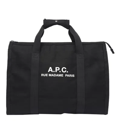 Apc Black Gym Bag With Contrasting Logo Print