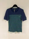 Apc Logo Round Collar Striped T-shirt In Black