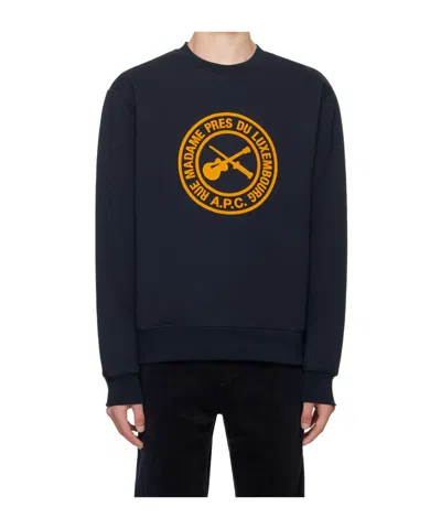 Apc Logo Round-neck Sweater In Black