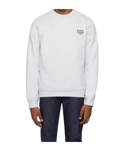 Apc Logo Round-neck Sweater In White