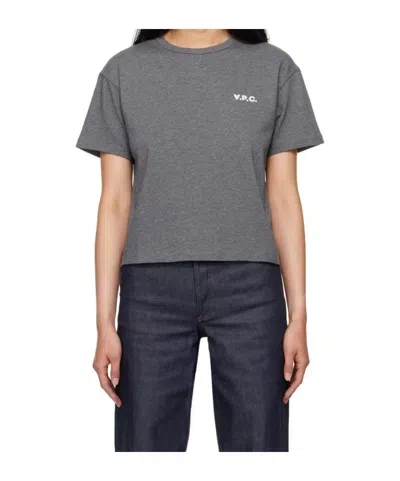 Apc Gray Boxy Petit 'v.p.c.' T-shirt In Anthracite/blanc