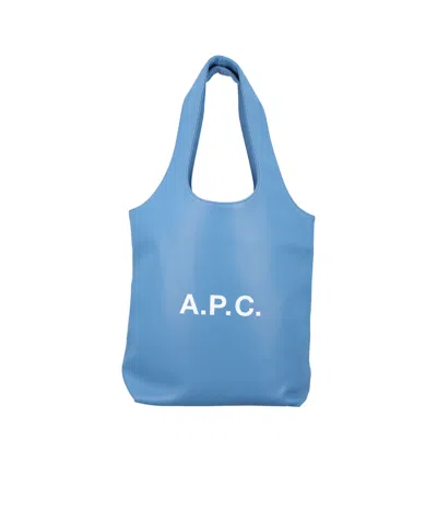 Apc Logo Shoulder Bag In Blue