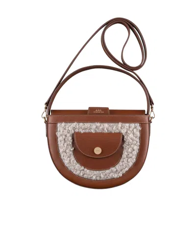 Apc Logo Shoulder Bag In Brown